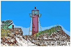 Momomoy Point Light on Cape Cod - Digital Painting